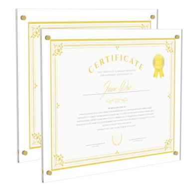 Imagem de Moldura acrílica para parede, moldura transparente para diploma, sem broca, moldura flutuante sem moldura, para documento de diploma, certificado de graduação e exibição de obras de arte, presente de