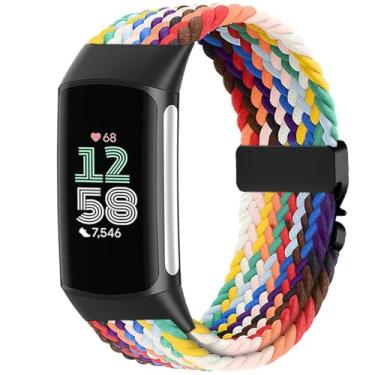 Imagem de Issinlky Pulseira trançada de nylon compatível com Fitbit Charge 6/5, pulseira elástica para Fitbit Charge 5/6 feminino e masculino