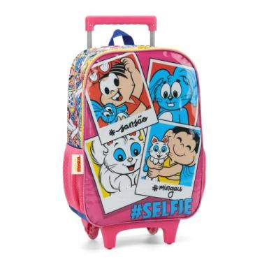 Imagem de Mochila De Rodinhas Escolar Selfie Turma Da Monica Luxcel, Rosa