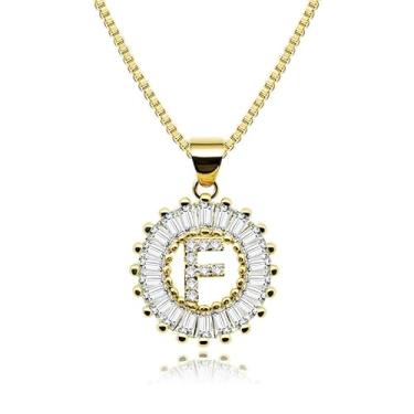Imagem de Colar com inicial banhado a ouro, pedra do mês de nascimento, pingente de alfabeto personalizado, joia feminina, Medium, Latão, Sem Pedra Preciosa