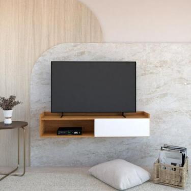 Imagem de Rack Suspenso para TV 50 Polegadas Atena Freijó/Branco - DRD, Freijó/B