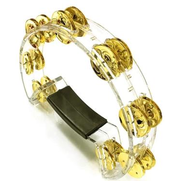 Imagem de Pandeirola Torelli Policarbonato Meia Lua Cristal Platinelas Banho Dourado Tp329