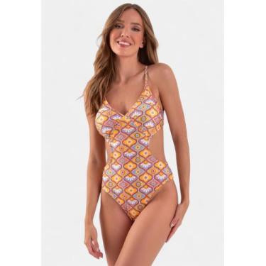 Imagem de Maiô Areia Branca Baly Engana Mamãe Mandala Laranja, P
