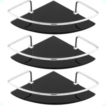 Imagem de Kit 3 Porta Shampoo Prateleira Suporte De Banheiro Vidro Canto Fumê Organizador