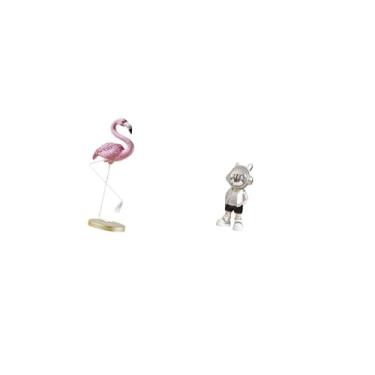 Imagem de Fenteer Escultura de Flamingo em Resina, Estatueta de Arte Moderna com Suporte de Metal, Ornamento Criativo para Mesa, Jardim Ou Lareira.