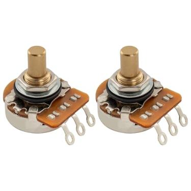 Imagem de Musiclily Potenciômetros Pro HD A1M de latão sólido de eixo curto de 1/10.2 cm para baixo de guitarra elétrica estilo Jazzmaster Jaguar (conjunto de 2)
