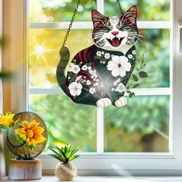 Imagem de Acrílico colorido, apanhador de sol, decoração de janela pendurada para gatos, arte de parede de arco-íris, para sala de estar, quarto, varanda, interior, exterior, jardim, animais, decoração, 19 x 19
