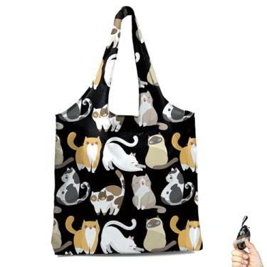 Imagem de BeeGreen Sacos de mercearia para gatos, dobráveis, laváveis na máquina, reutilizáveis, sacos de compras, sacos extra grandes, reutilizáveis, sacolas de 30 kg, tecido de poliéster ultraleve