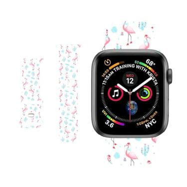 Imagem de Pulseiras de silicone macio coloridas de Natal compatíveis com Apple Watch de 38 mm, 40 mm, 41 mm, M/G, meninas e homens, para iWatch SE e séries 8/7/6/5/4/3/2/1 (Cactus Swan)
