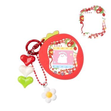 Imagem de BUBBLELOGUS Strawberry Bubble Protective Case for Tamagotchi Uni, Soft TPU Silicone Cover with Faceplate & Charms Set, Anti-Scratch & Waterproof (Red)