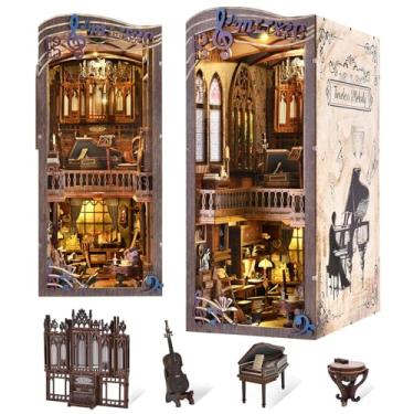 Imagem de Timeless Melody Book Nook Kit, DIY Miniature Dollhouse Booknook Kit Music, 3D Wooden Puzzle Bookend Bookshelf Insert Decor with LED Light, Mini House Kit for Teens and Adults