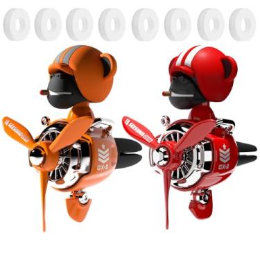 Imagem de 2 peças de purificadores de ar de carro, urso fofo piloto automotivo saída de ar criativo difusor de perfume de carro, acessórios automotivos, decoração de saída de ar com 8 tabletes perfumados