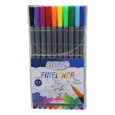 Imagem de Caneta Hidrográfica Brw Fineliner 0.4mm com 10 Cores