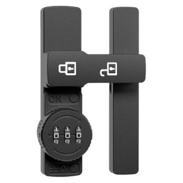 Imagem de Fechadura de porta de celeiro antifurto com senha, trava deslizante de liga de zinco sem chave, preta, para galpões e quartos