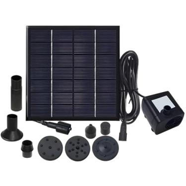 Imagem de Bomba solar de fonte de jardim com design compacto, painel eficiente, cabeças de pulverização múltipla, característica decorativa ao ar livre, fluxo de água de alta elevação