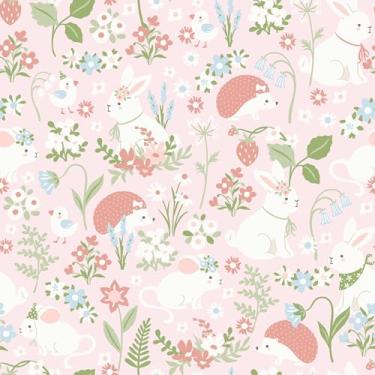 Imagem de VaryStyle Papel de parede florestal de fadas rosa de 45 x 998 cm, papel de parede floral fofo para quarto de crianças, meninas, quarto, vinil à prova d'água, papel de contato autoadesivo para paredes