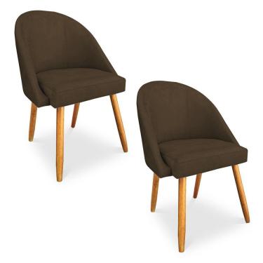 Imagem de Kit 02 Cadeiras Jantar Bela Suede Marrom Pés Palito Castanho