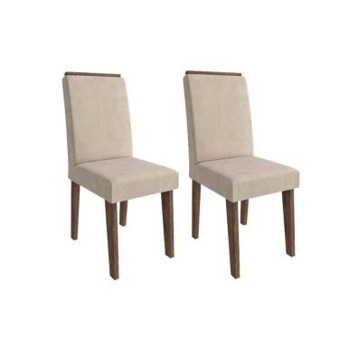 Imagem de Cadeira Sala De Jantar Milena Kit 2 Un Marrocos/suede Bege - Cimol
