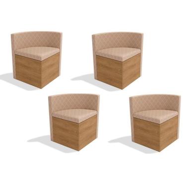 Imagem de Kit 4 Cadeiras Sala Jantar 4cad800 4 Un Freijó - Assento-encosto Suede Bege Geométric - Kappesberg