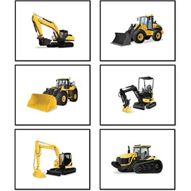 Imagem de Libemz, Impressões de pôsteres de escavadeira de construção – conjunto sem moldura de 6 (20 x 25 cm) – decoração de quarto de meninos, pôsteres para quarto de meninos, quarto de crianças, berçário