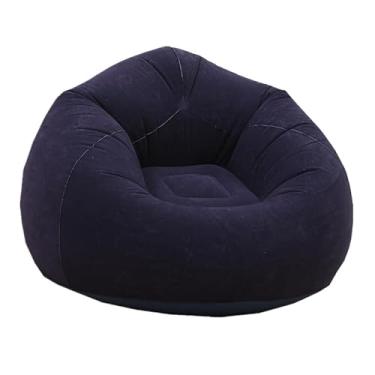 Imagem de Sofá Bola Inflável Portátil com Bomba de Ar - Textura Veludo, 3 Cores (Vermelho, Azul, Marrom) para Quarto, Sala e Festas (azul escuro)