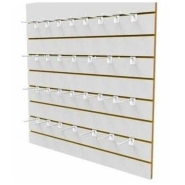 Imagem de Kit Placa Painel Canaletado Cada Na cor Branca+ ganchos branco(kit 1 placa+20gancho 25cm)