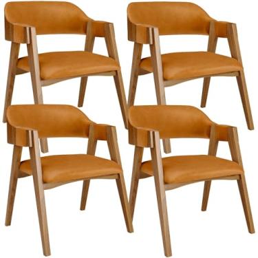 Imagem de Kit 04 Cadeiras Para Sala de Jantar e Estar Living Estofada Suran L02 Couríssimo Whisky - Lyam