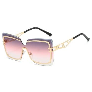 Imagem de Óculos de Sol UV400 - Sem Armação, Degradê, Ponte Dupla, Armação Vazada para Homens e Mulheres, Esportes ao Ar Livre, Corrida, Ciclismo, Dourado, Cinza e Rosa