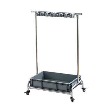 Imagem de TRGCJGH Carrinho de limpeza sobre rodas, carrinho de limpeza com rodinhas para organização de suprimentos de limpeza, suporte de limpeza com prateleiras, suporte de esfregão de vassoura (6