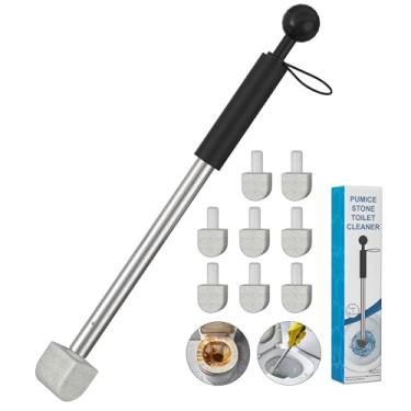 Imagem de Limpador de vaso sanitário de pedra-pomes, pedra pomes de vaso sanitário de 40 cm com alça limpa anel de água dura acúmulo de cálcio e manchas para banheiro, cozinha, limpeza doméstica (preto