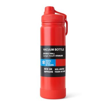 Imagem de Garrafa Térmica de Água Inox 800ml com Alça e Bico Esportivo, Resistente, Portátil e Ideal para Academia, Viagens e Uso Diário (Vermelho)