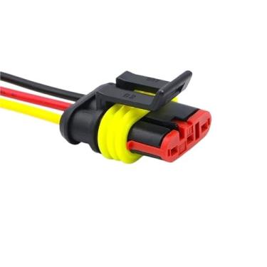 Imagem de FLKPIEGRH 5/20/100 conjuntos AMP conector elétrico automotivo plugue impermeável 1-6PIN terminal HID conversão macho fêmea soquete com fio 15 cm (1p conjunto inteiro, 20 conjuntos)