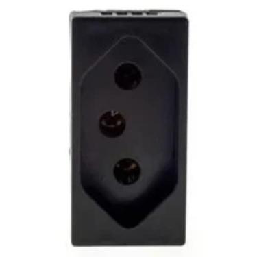 Imagem de TOMADA 2 PINOS + TERRA (3 PINOS) 10 AMPERES 250 VOLTS BORNE AUTOMÁTICO 1M PRETA - PIAL - 615038PT