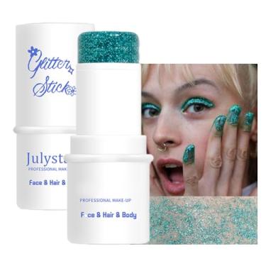 Imagem de GL-Turelifes Bastão de glitter de rosto e corpo, gel de glitter de rosto de sereia, brilho fino à prova d'água para rosto/corpo/cabelo/olhos/lábios, tinta de lantejoulas holográficas, brilho facial