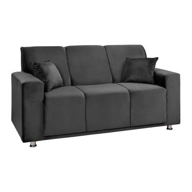 Imagem de Sofá 3 Lugares Fixo Tokyo Veludo - Star Confort Cinza Chumbo