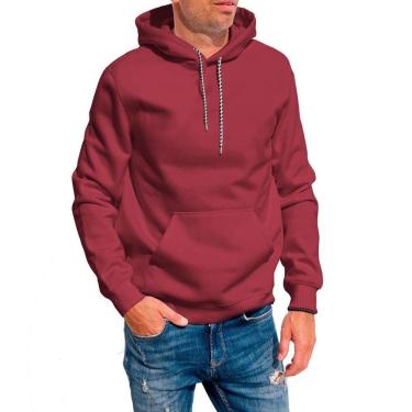 Imagem de Blusa Moletom Canguro com Capuz Liso Sem Estampa Unissex Feminino Masculino Juvenil 01-Unissex