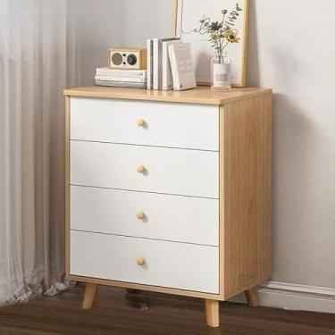 Imagem de Armário de armazenamento guarda-roupa de madeira gaveta cômoda quarto nórdico moderno(5 Gavetas (66 * 38 * 74 cm))