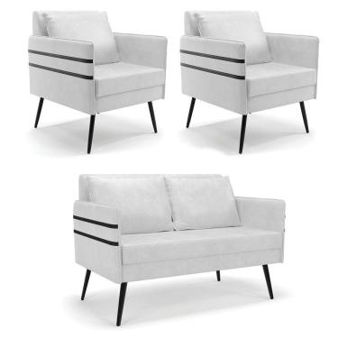 Imagem de Kit 01 Namoradeira E 02 Poltronas Corano Branco