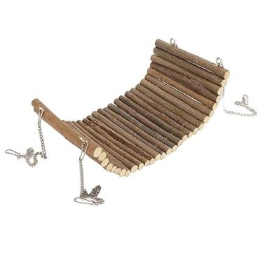 Imagem de Alomejor Brinquedos de Hamster, Rede de Madeira do Arbusto do Balanço do Hamster Com Correntes de Suspensão para Animais de Estimação Pequenos-brinquedo de Escalada da Gaiola Dos (15 * 35CM)