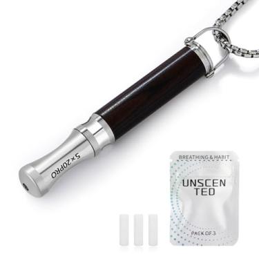 Imagem de JISHANGXY Colar de respiração para ansiedade, pingente de respiração de aço inoxidável, ferramenta de respiração para meditação calma e alívio do estresse, treinador de respiração lenta mindfulness