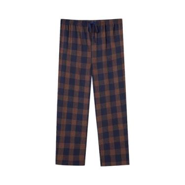 Imagem de Calças De Pijama Masculinas Em Flanela Xadrez Outono Inverno Casuais C