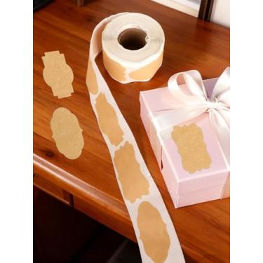 Imagem de Pacote com 300 etiquetas autoadesivas, etiquetas de papel kraft para potes caseiros, garrafas de presente e presentes de Natal