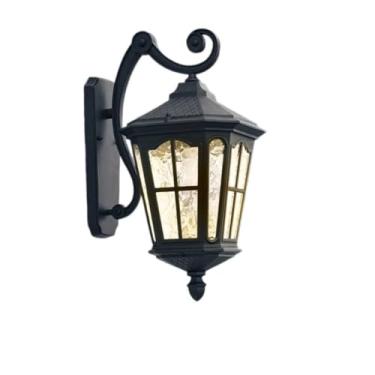 Imagem de Luminária solar de parede externa à prova d'água para entrada de casa, varanda, pátio externo e terraço (pequena, preta)