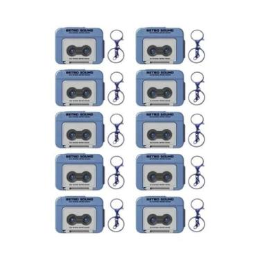 Imagem de Chaveiro Mini Gravador De Fita Vintage Vermelho E Azul Presente Para C