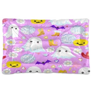 Imagem de SEHANY Cama de cachorro fantasma Halloween Boo Cama de gato com fundo antiderrapante, cama de canil, colchão macio para animais de estimação, lavável para cães pequenos, médios e grandes, gatos, 61 x