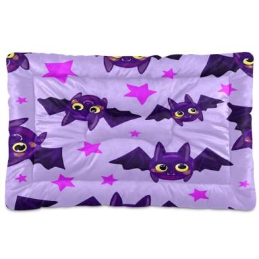 Imagem de SEHANY Cama de Halloween morcegos para cães e gatos com fundo antiderrapante, caixa de canil, colchão macio para animais de estimação, lavável para cães pequenos, médios e grandes, gatos, 91 x 61 cm