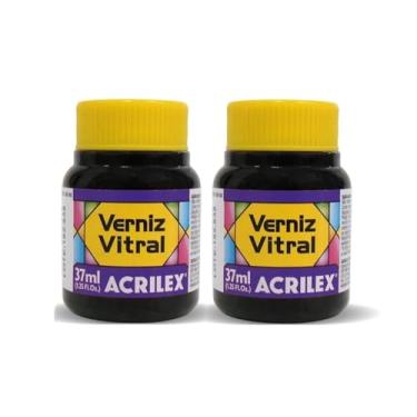 Imagem de Kit 2 Verniz Vitral Acrilex Violeta Cobalto 540 37ml Transparente Brilhante para Vidro Cerâmica Porcelana Artesanato Efeito Vitrais