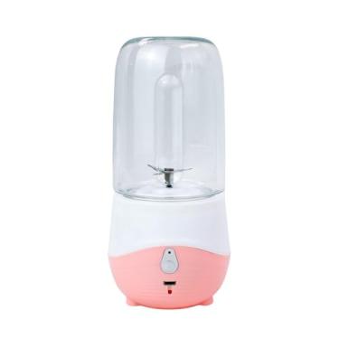 Imagem de Mini Liquidificador Portátil USB, 300ml, Rosa, Recarregável com Lâminas em Aço Inox, 35W, para Sucos e Shakes, 18cm x 8.5cm