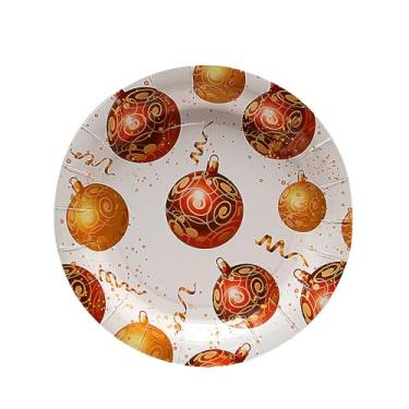 Imagem de Prato Descartável Natalino Raso 18Cm Sobremesa Papel Kit 10 Unidades Para Festas Bolas