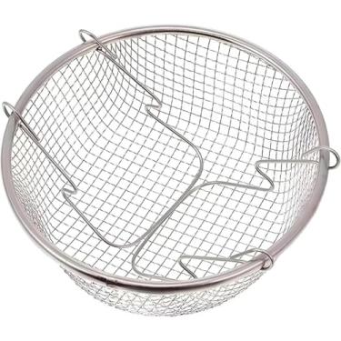 Imagem de Cesta de Fritadeira de Ar em Aço Inoxidável, Redonda com Alças, Mesh para Cozimento